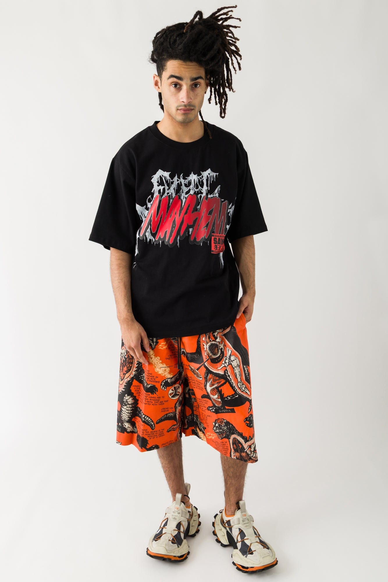 Lu'u Dan Bball Shorts in Kumquat full look