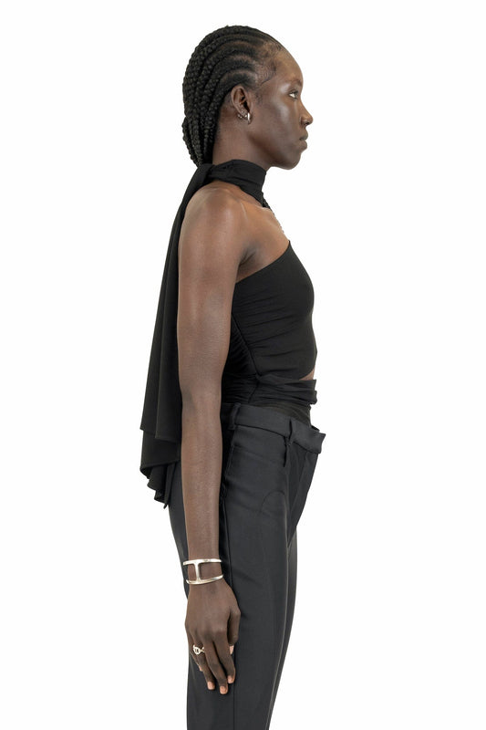 Mugler One Sleeve Suiting Jersey Top side