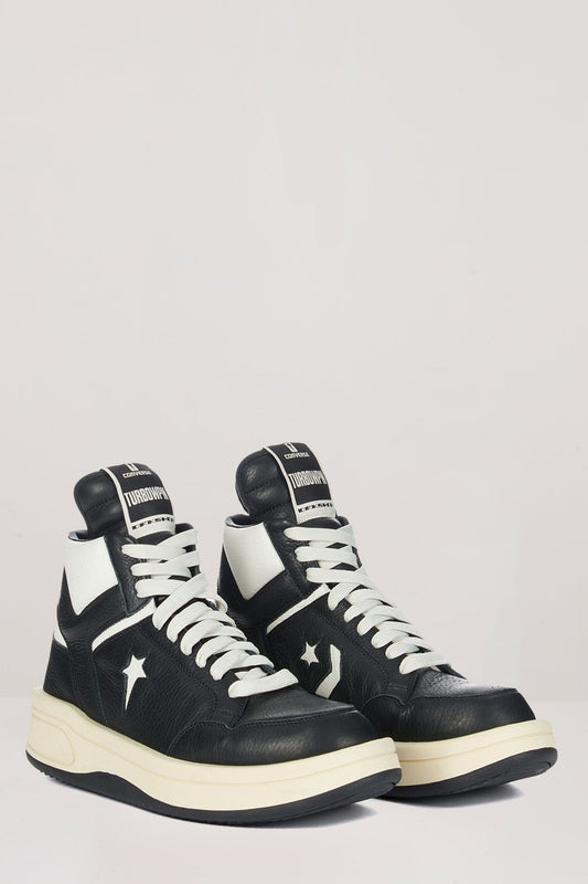 Rick Owens DRKSHDW X CONVERSE Turbowpn in Black/Natural angled front