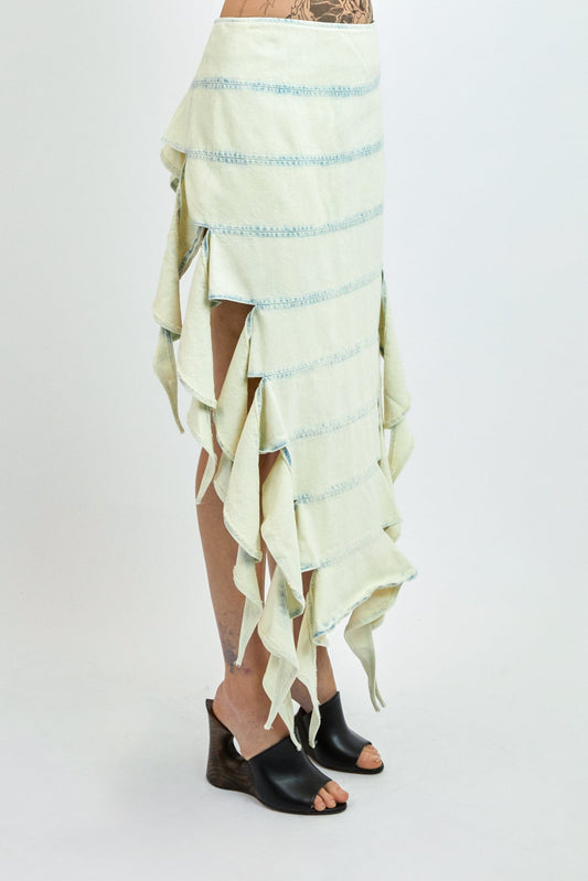 Y/Project Bug Denim Skirt in Snow Wash side