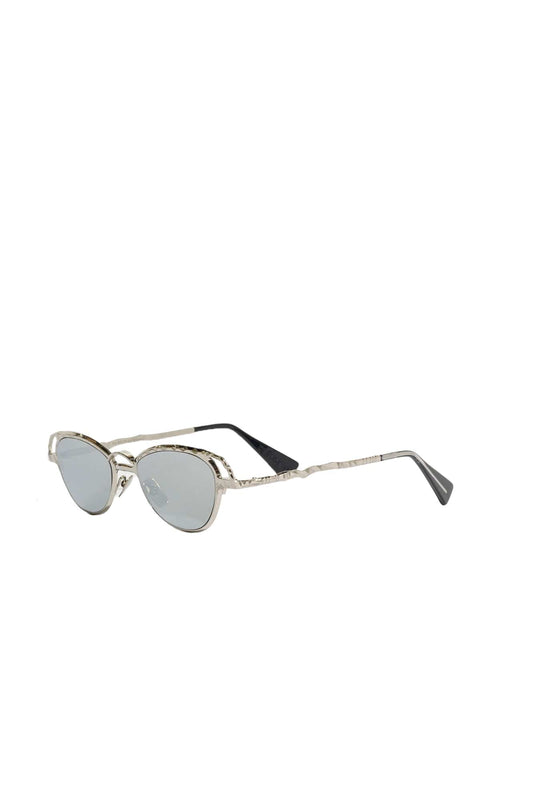 KUBORAUM Silver Sunglasses with Gray Lens and Case side view 2