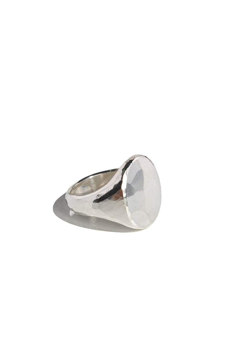 Werkstatt München Hammered Silver Oval Signet Ring