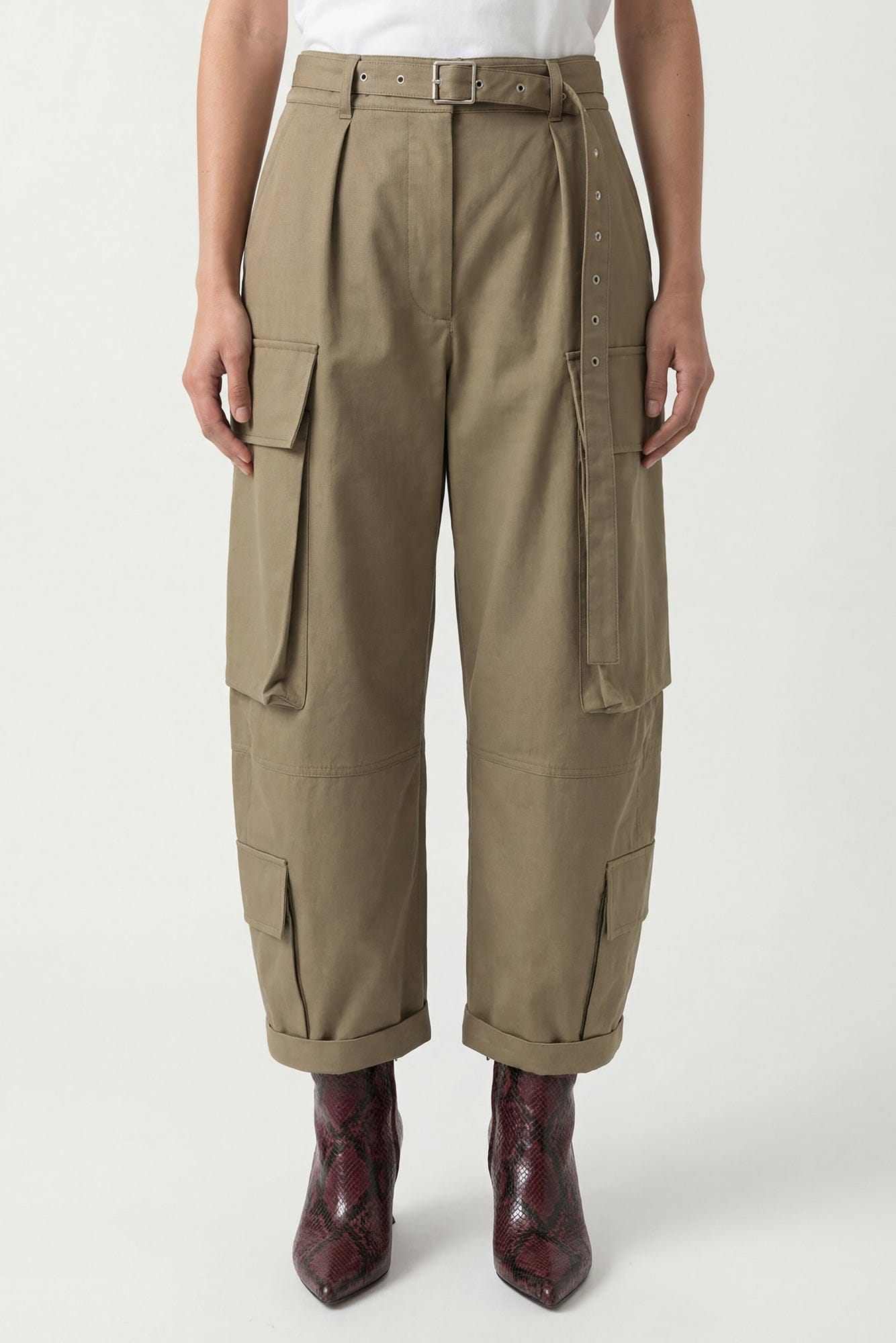 Acne Studios Belted Cargo Pants in Khaki