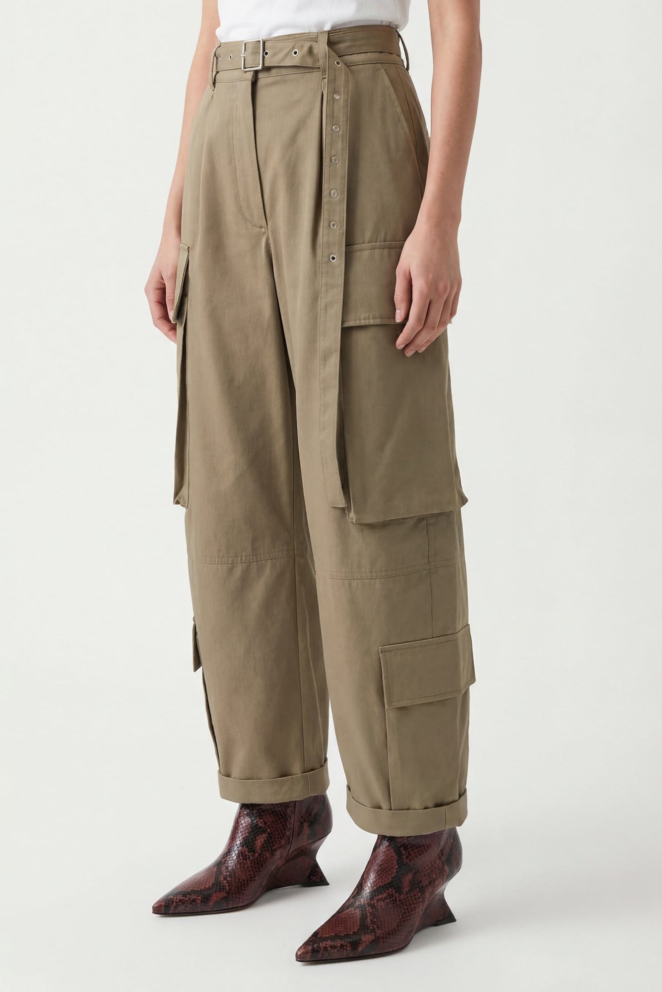 Acne Studios Belted Cargo Pants in Khaki
