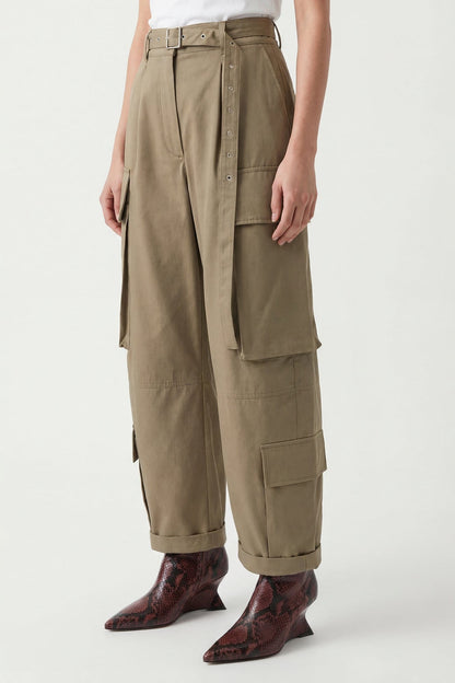 Acne Studios Belted Cargo Pants in Khaki side