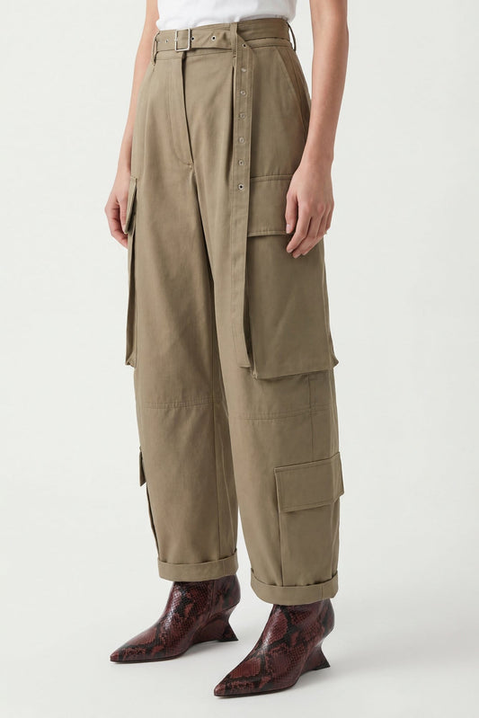 Acne Studios Belted Cargo Pants in Khaki side