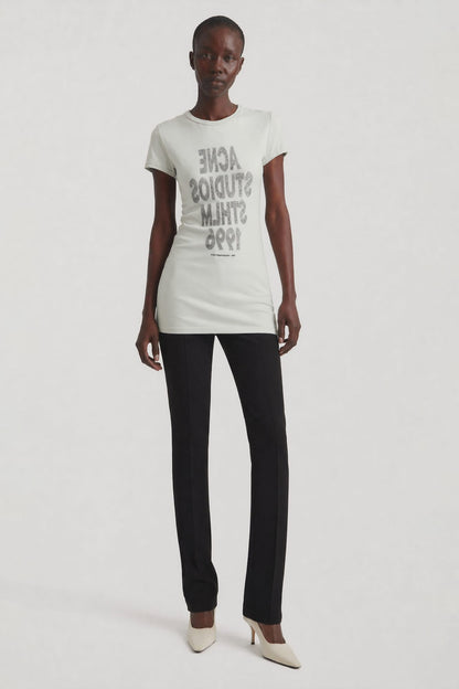 Acne Studios Graphic Stockholm T-Shirt in Cold Grey full look