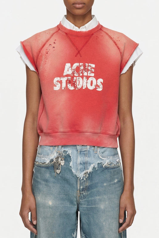 Acne Studios Graphic Sweater Vest in Red