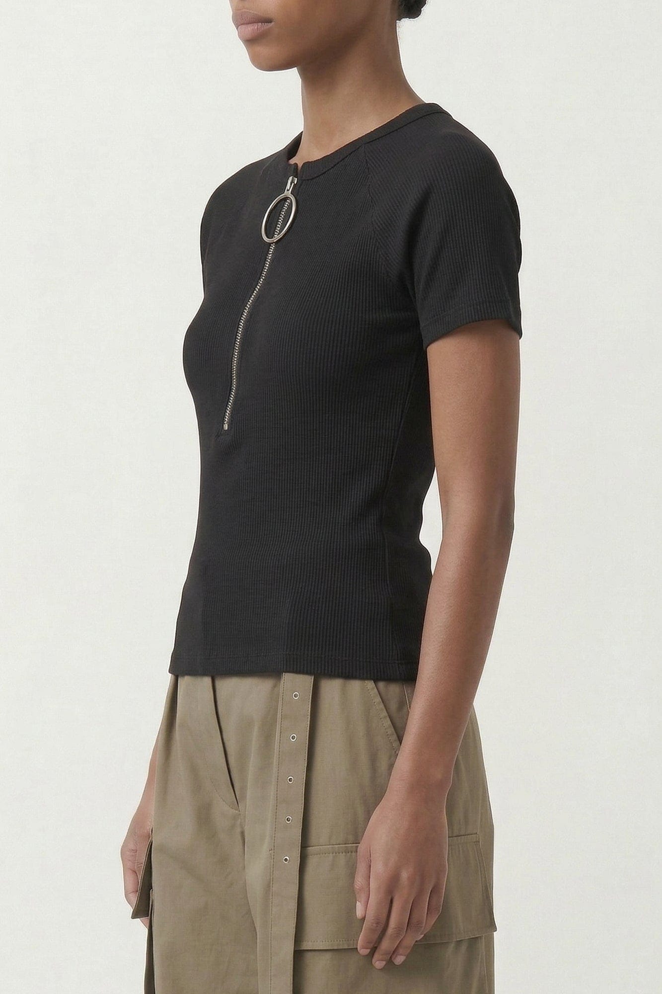 Acne Studios Half Zip T-Shirt in Black