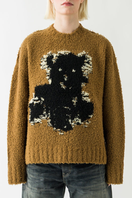 Acne Studios Knit Bear Sweater In Khaki Beige