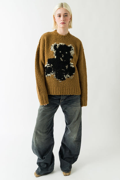 Acne Studios Knit Bear Sweater In Khaki Beige full look