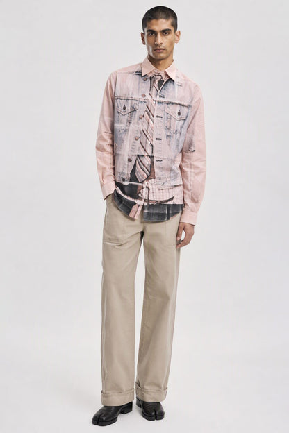 Acne Studios Pink Trompe-L'oeil Shirt full look