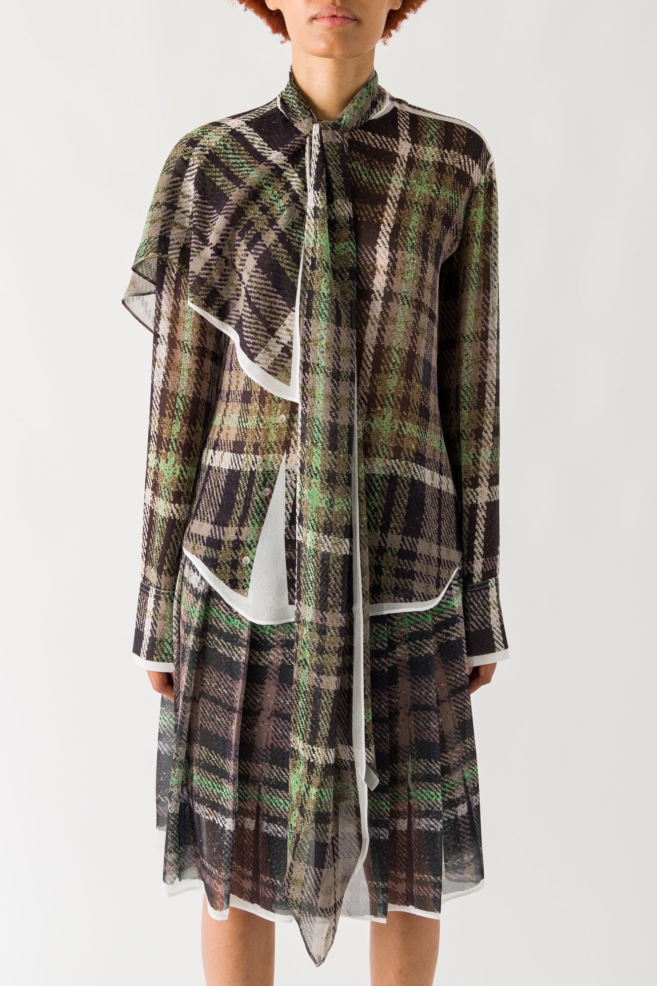Acne Studios Plaid Blouse In Green/Grey