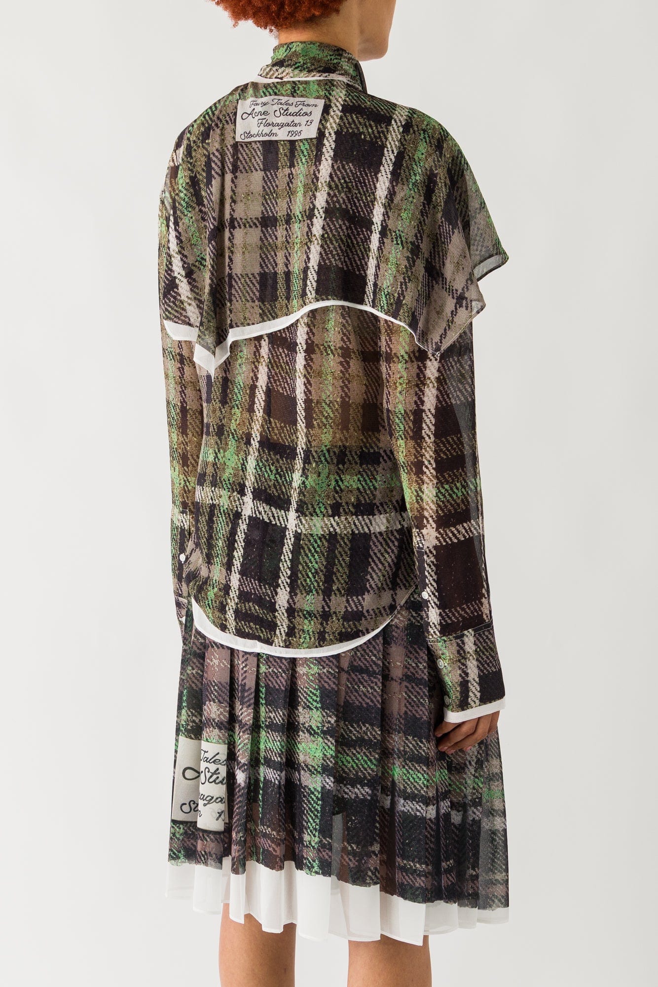 Acne Studios Plaid Blouse In Green/Grey back