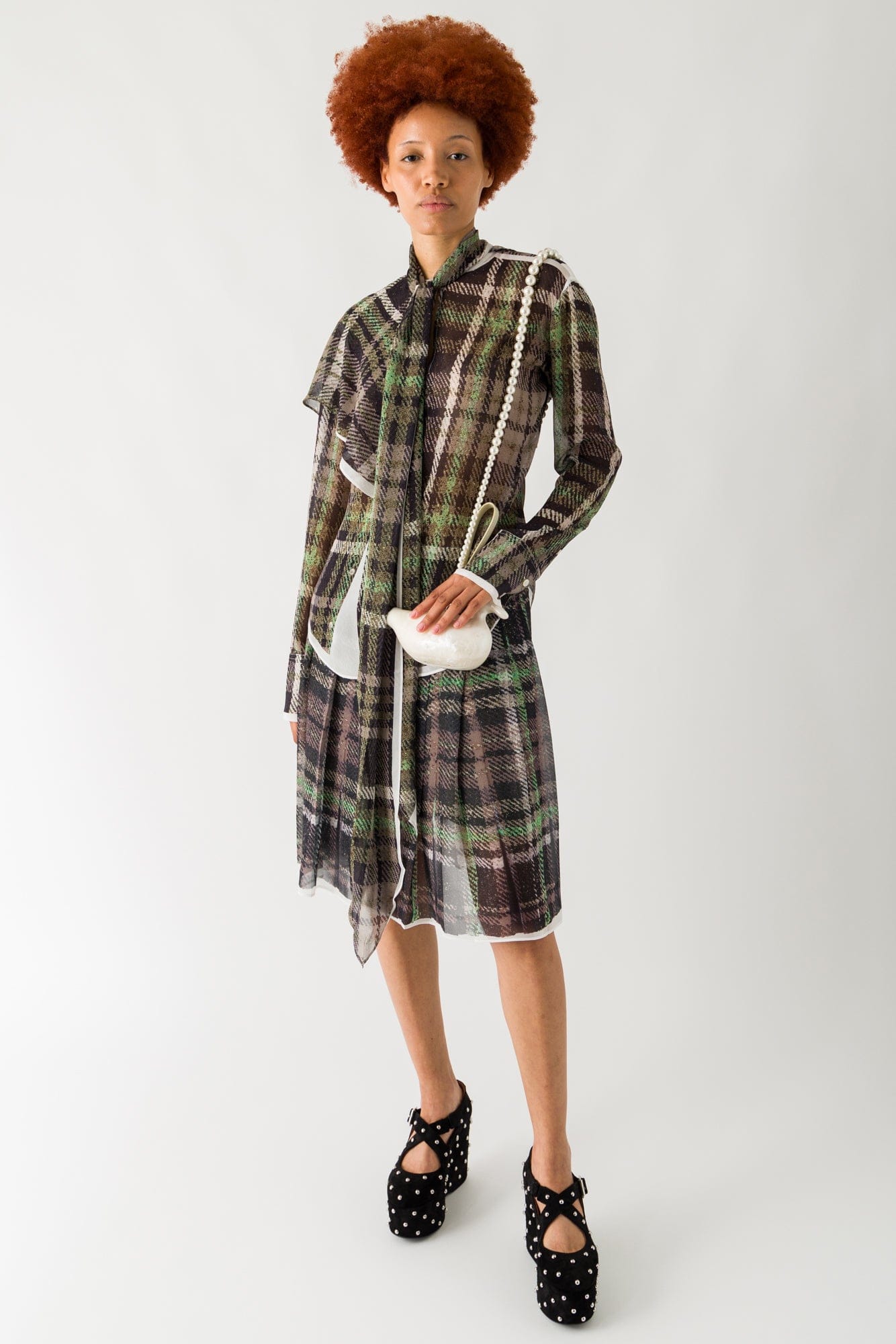 Acne Studios Plaid Blouse In Green/Grey