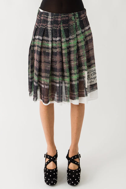 Acne Studios Plaid Skirt In Green/Grey