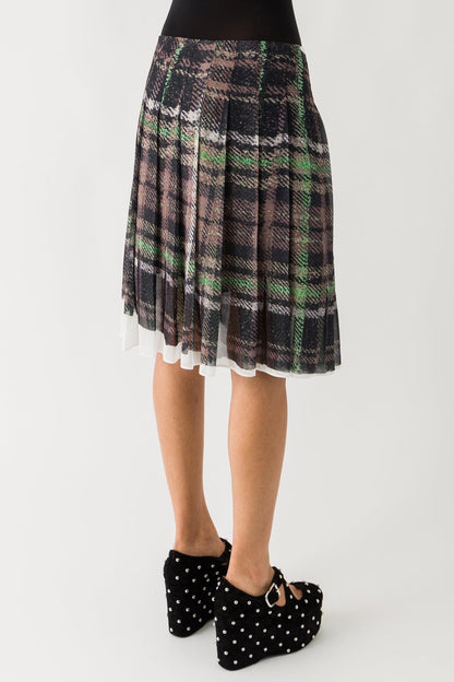 Acne Studios Plaid Skirt In Green/Grey back