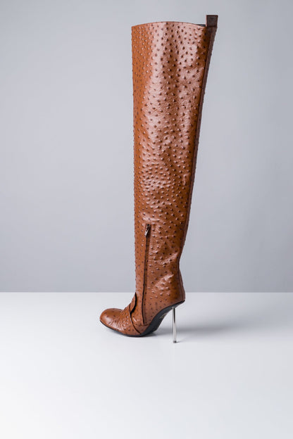 Acne Studios Thigh High Boots In Cognac Brown inner side