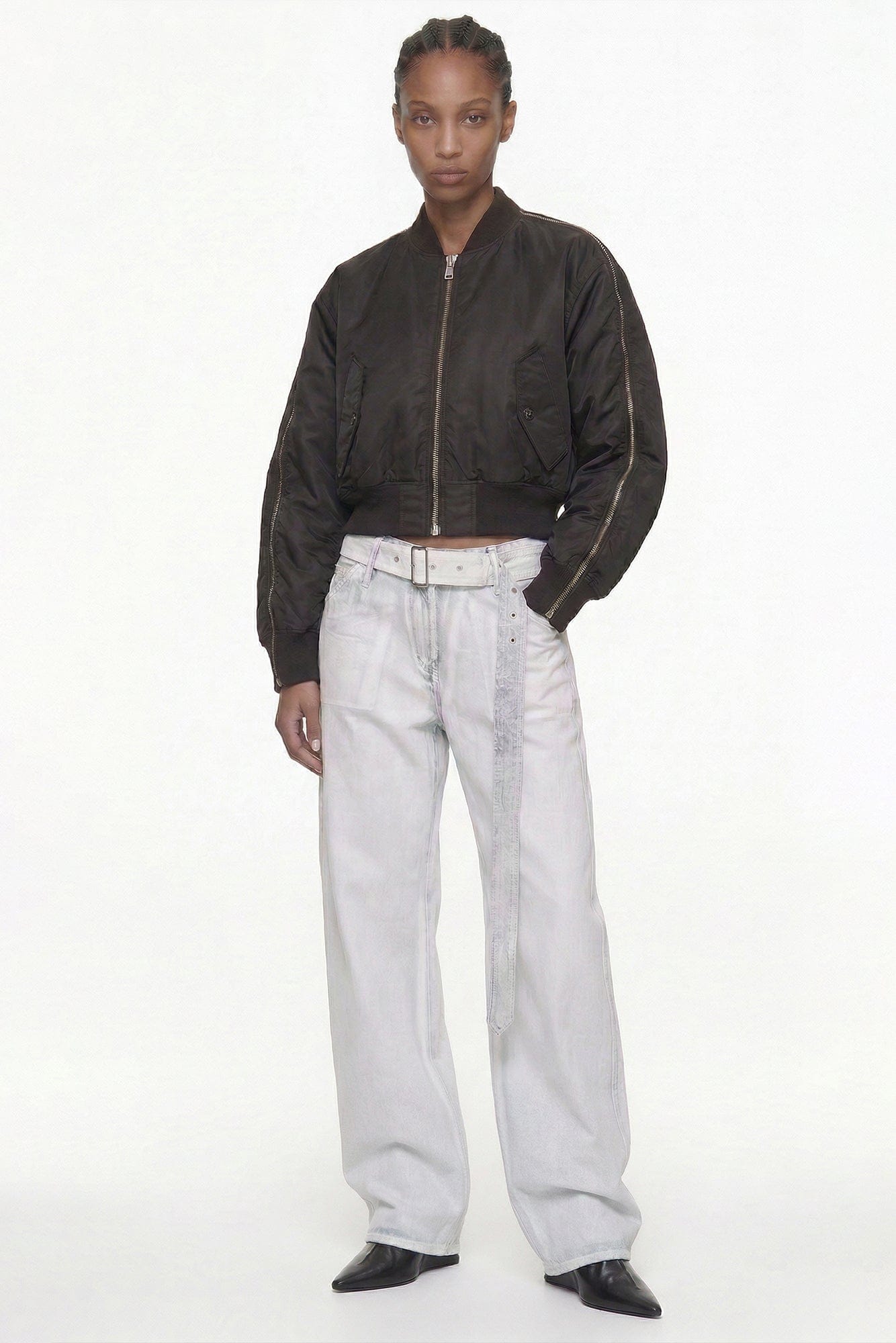 Acne Studios Zip Detail Bomber in Black full look