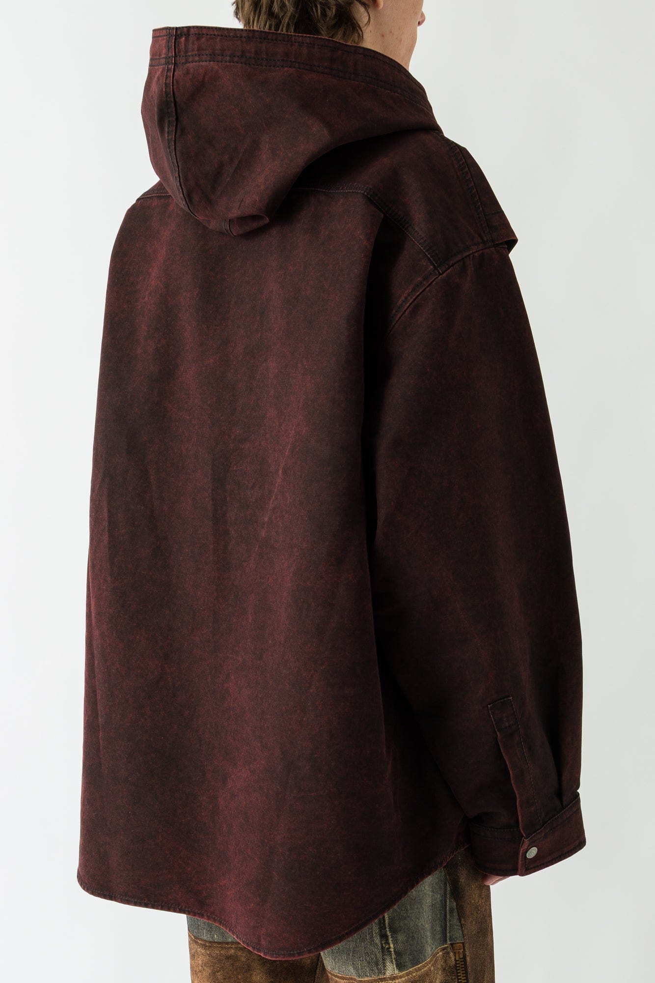 Acne Studios Buttoned Hoodie in Burgundy back