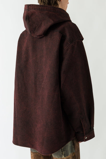 Acne Studios Buttoned Hoodie in Burgundy back