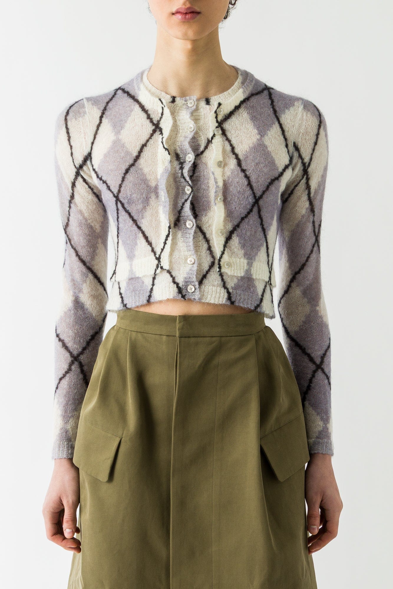 Acne Studios Cropped Knit Sweater In Mauve Grey