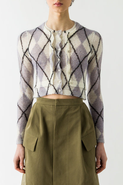 Acne Studios Cropped Knit Sweater In Mauve Grey