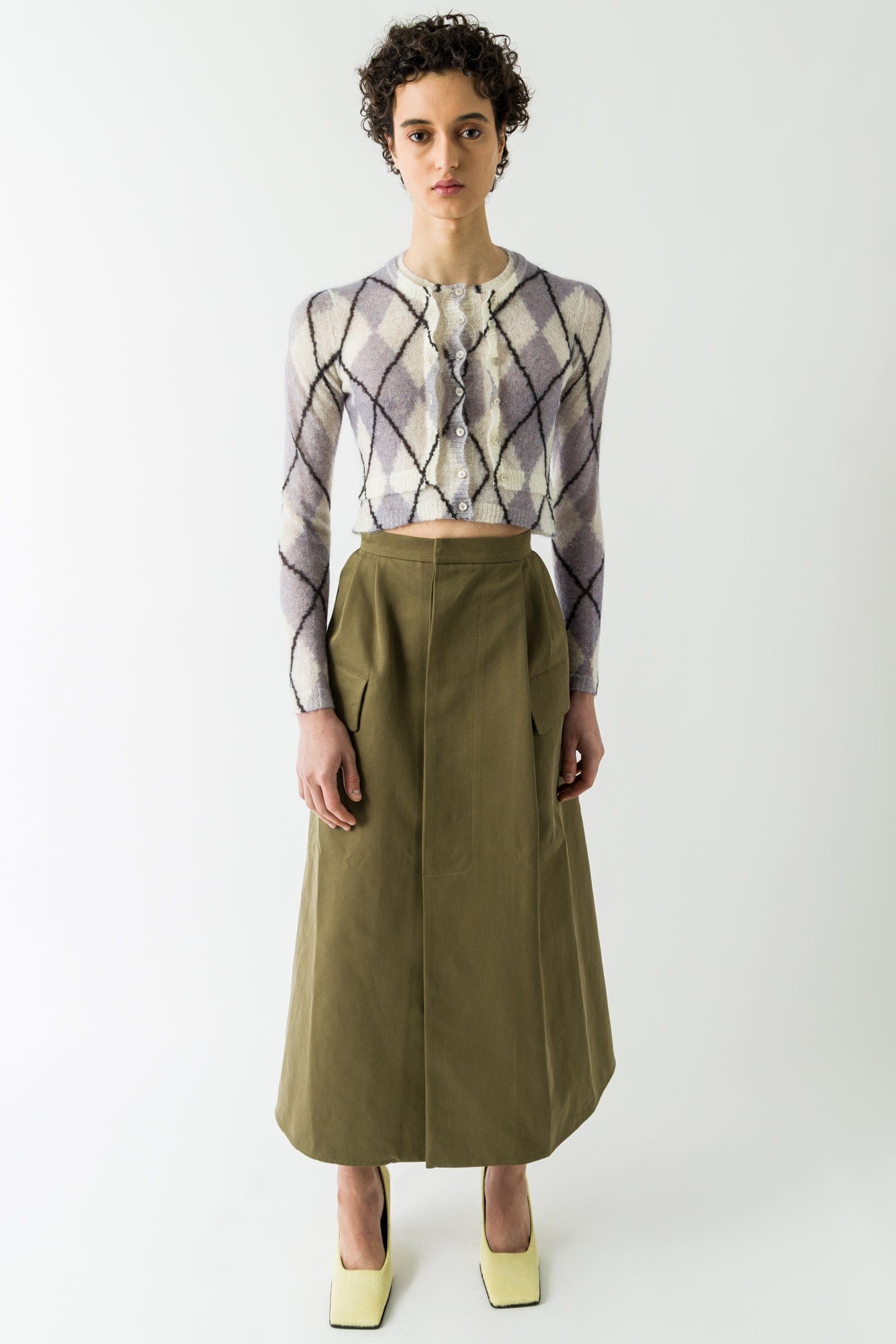 Acne Studios Cropped Knit Sweater In Mauve Grey