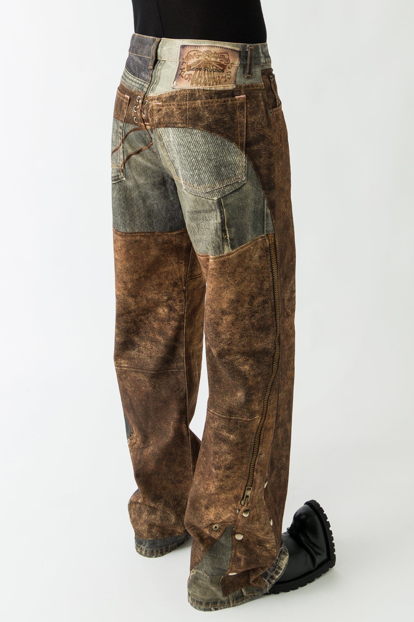 Acne Studios Textured Trousers in Brown back