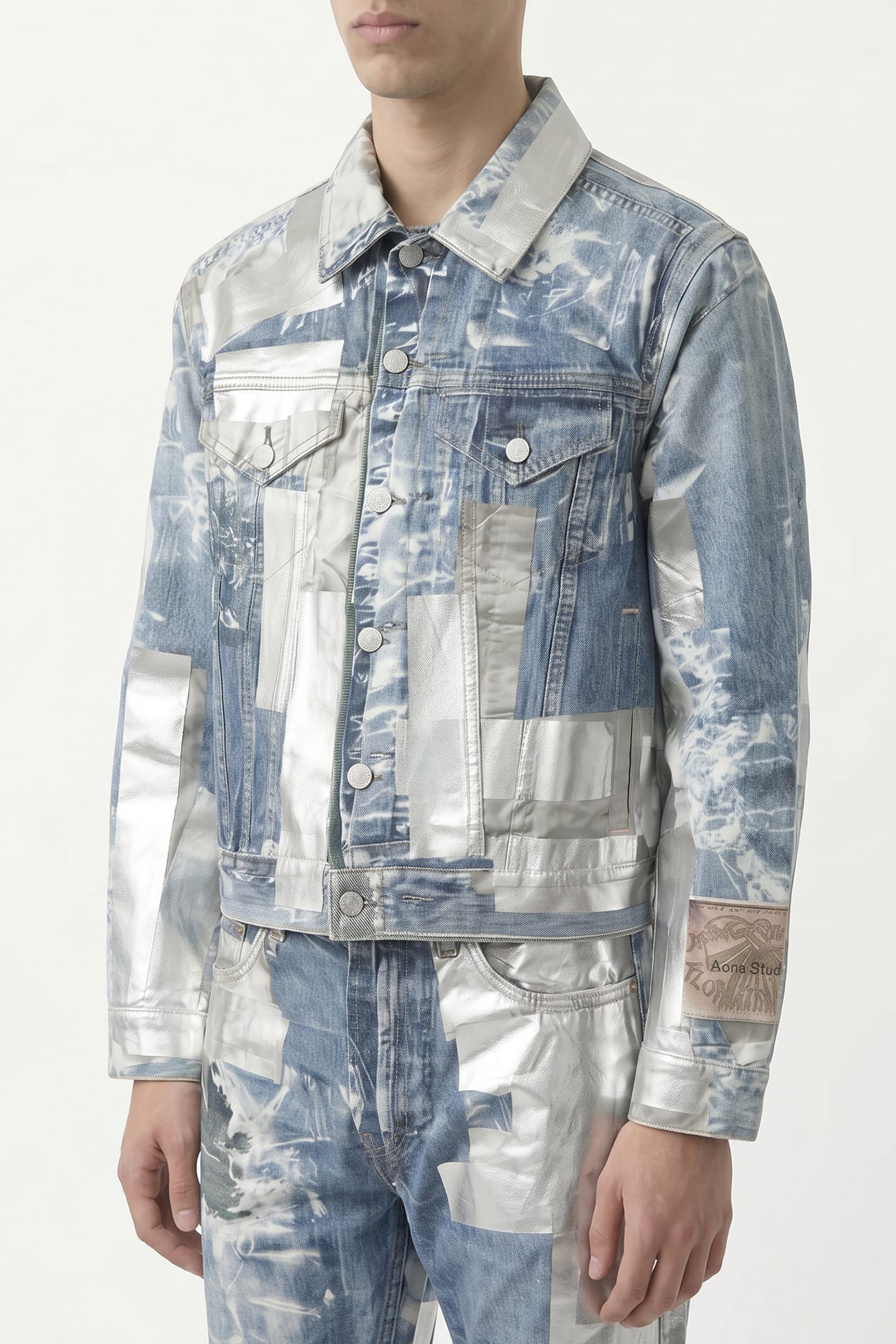Acne Studios Graphic Denim Jacket in Blue side