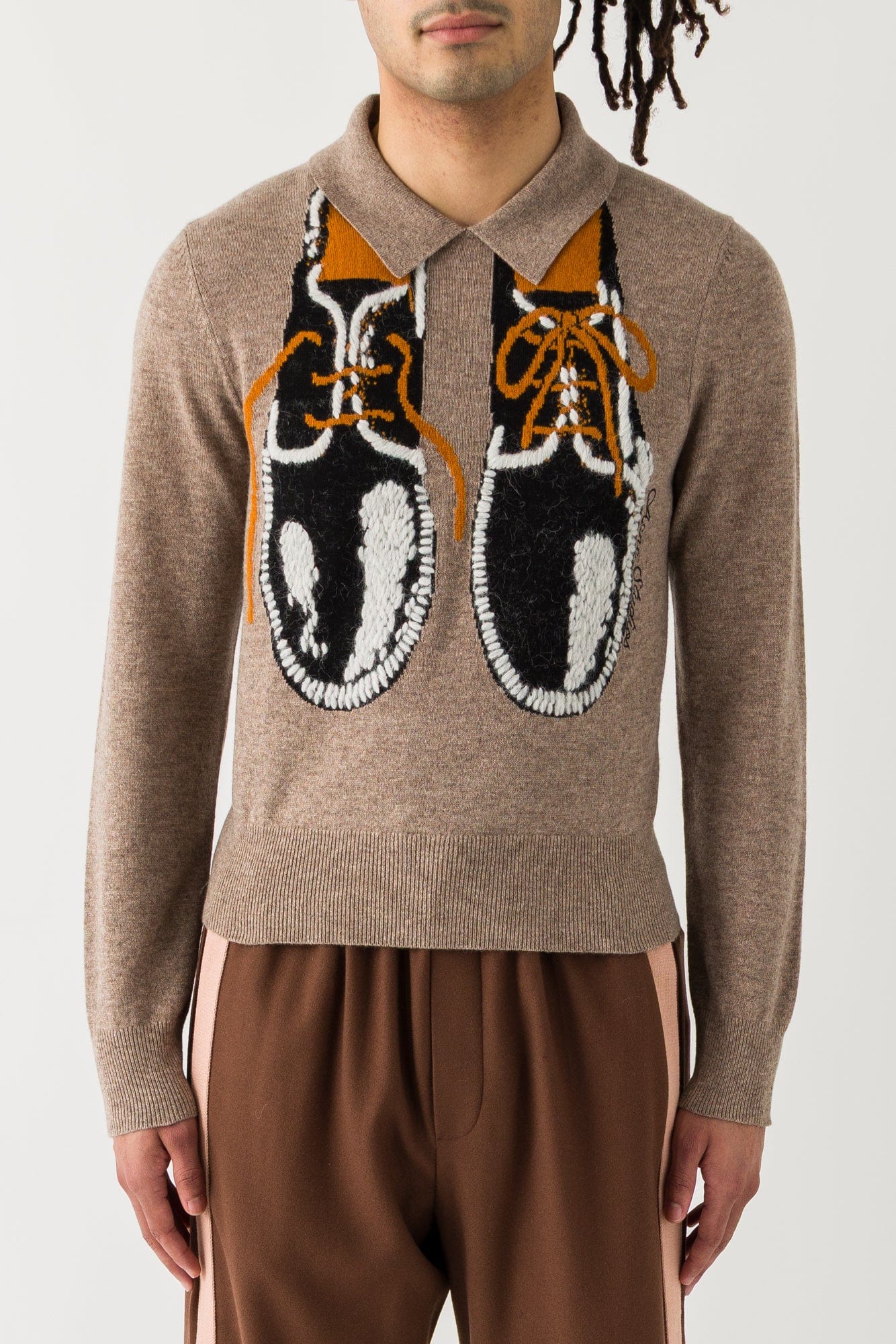 Acne Studios Graphic Knit in Greige Melange