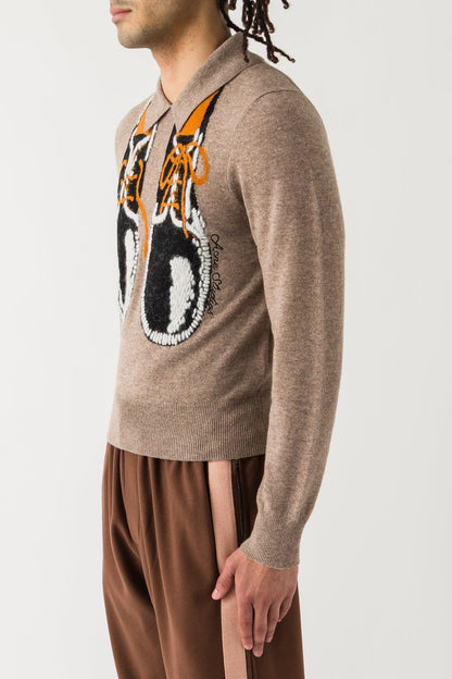 Acne Studios Graphic Knit in Greige Melange side