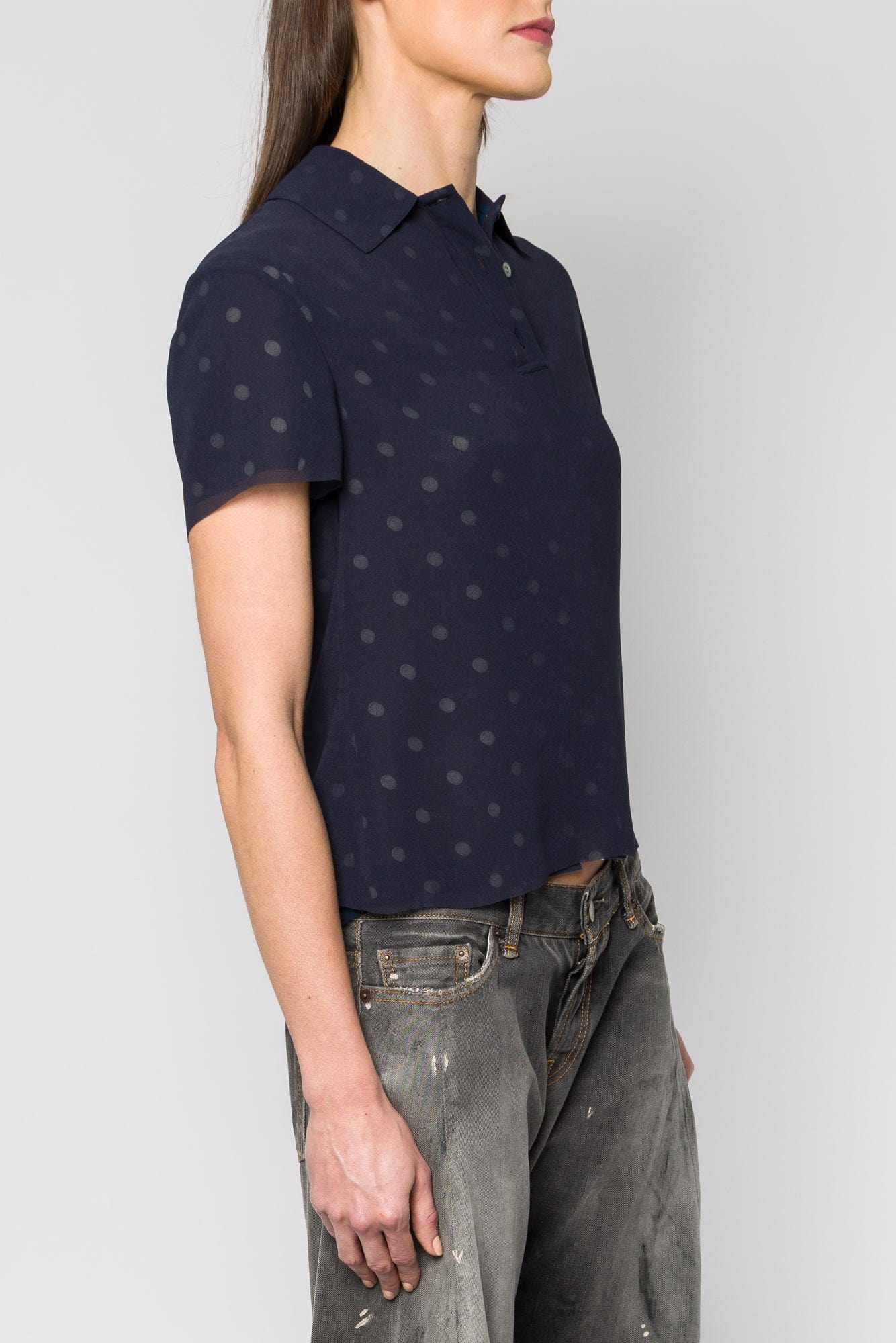 Acne Studios Spotted Blouse in Navy SS25 side