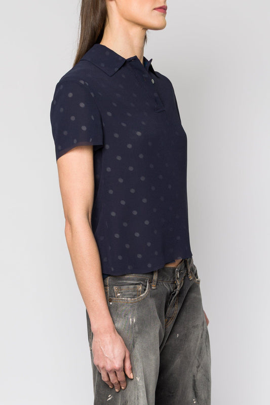 Acne Studios Spotted Blouse in Navy SS25 side