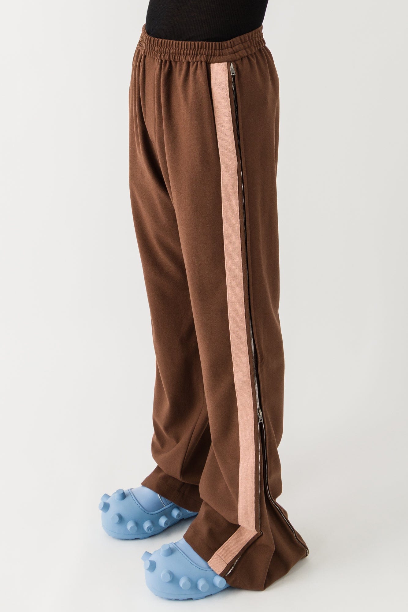 Acne Studios Striped Flare Trousers in Chocolate Brown side