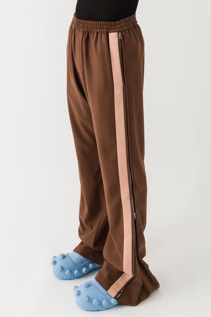 Acne Studios Striped Flare Trousers in Chocolate Brown side