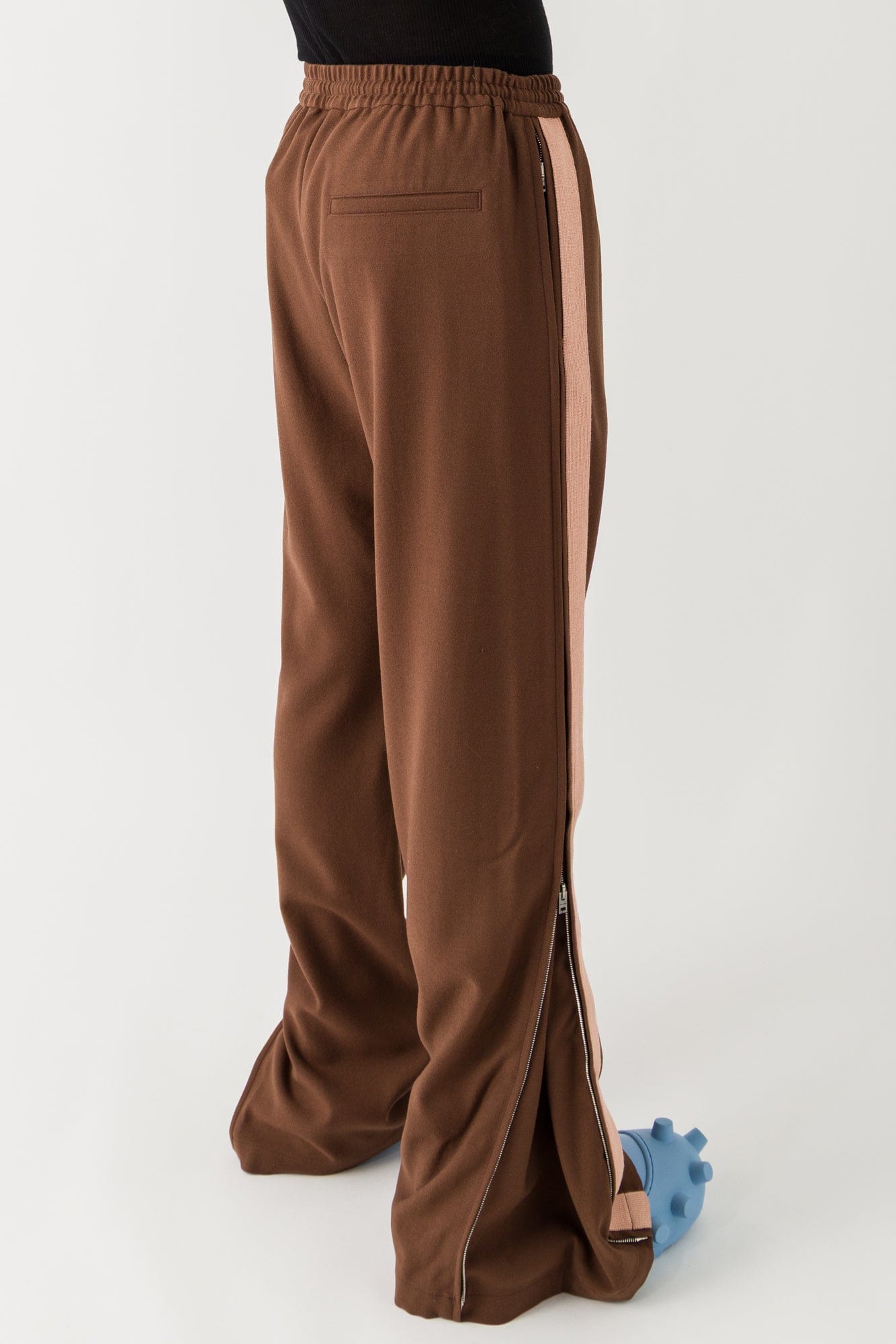 Acne Studios Striped Flare Trousers in Chocolate Brown