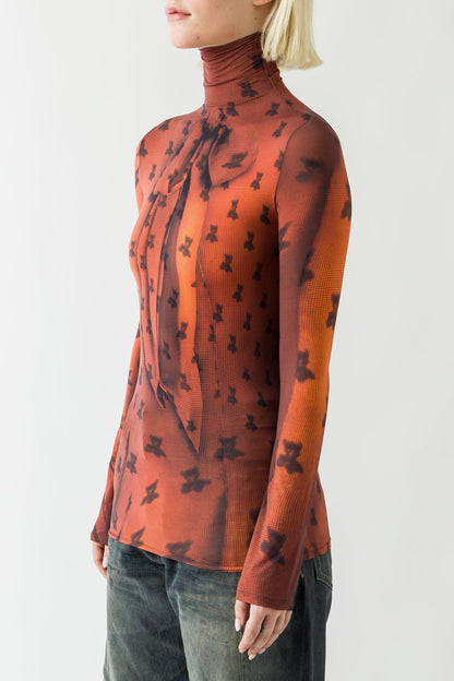 Acne Studios Sheer Long Sleeve Top In Rust Brown side