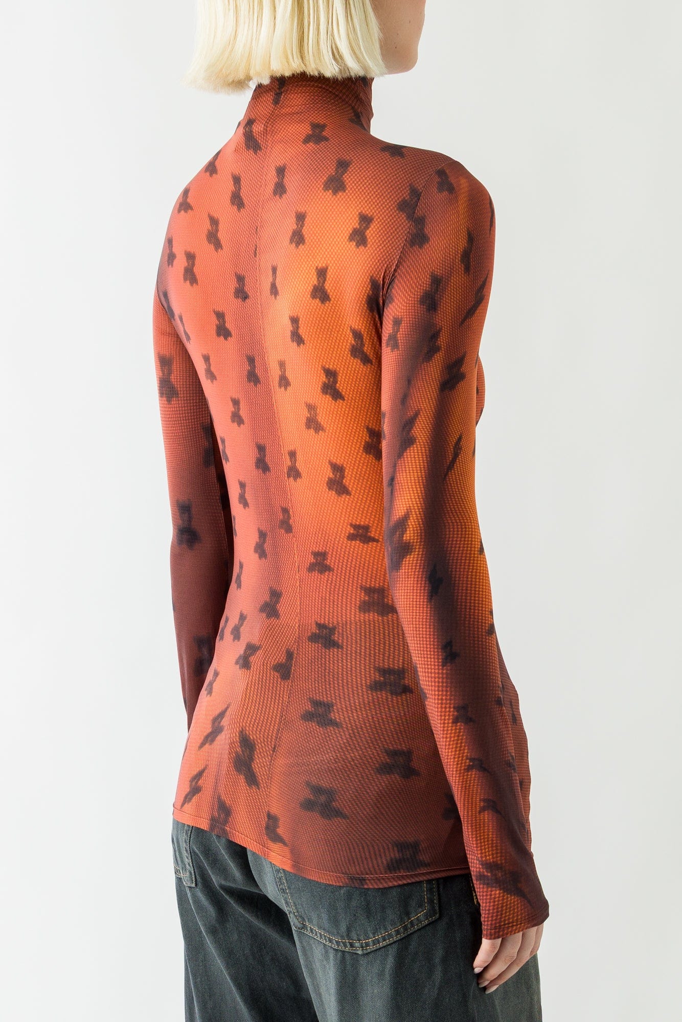 Acne Studios Sheer Long Sleeve Top In Rust Brown