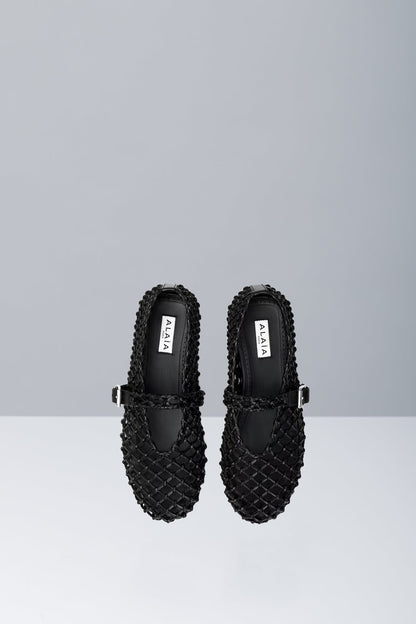 Alaïa Ballet Flats in Braided Black top