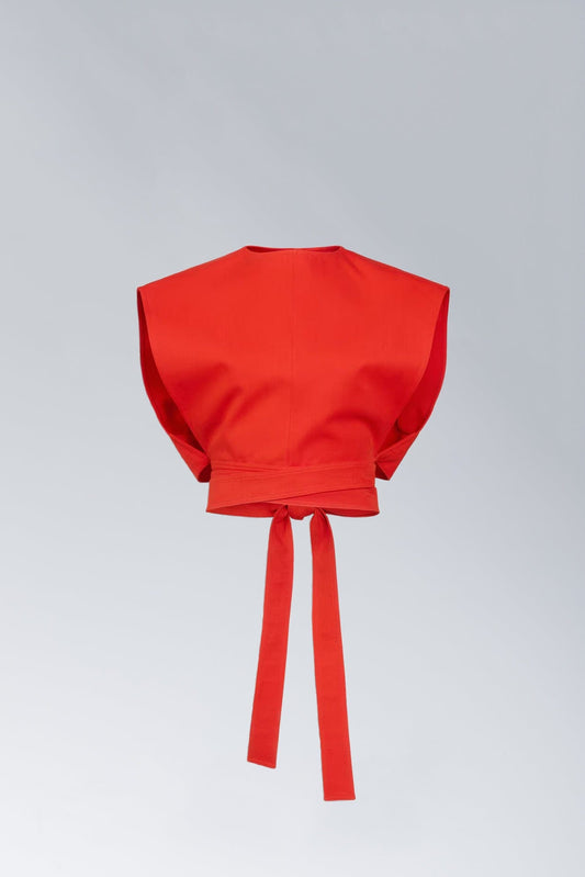 Alaïa Belted Top in Orange Sanguine