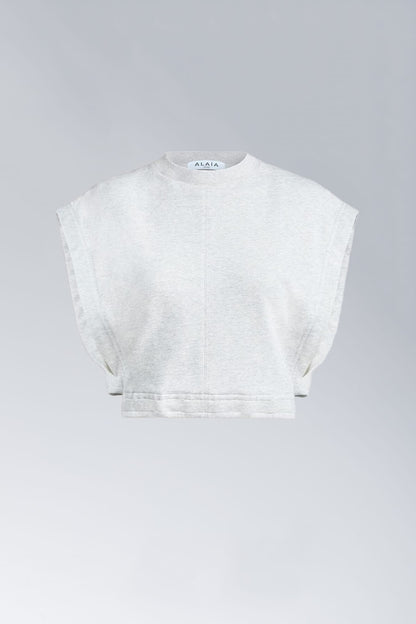 Alaïa Crop Top in Grey Fleece