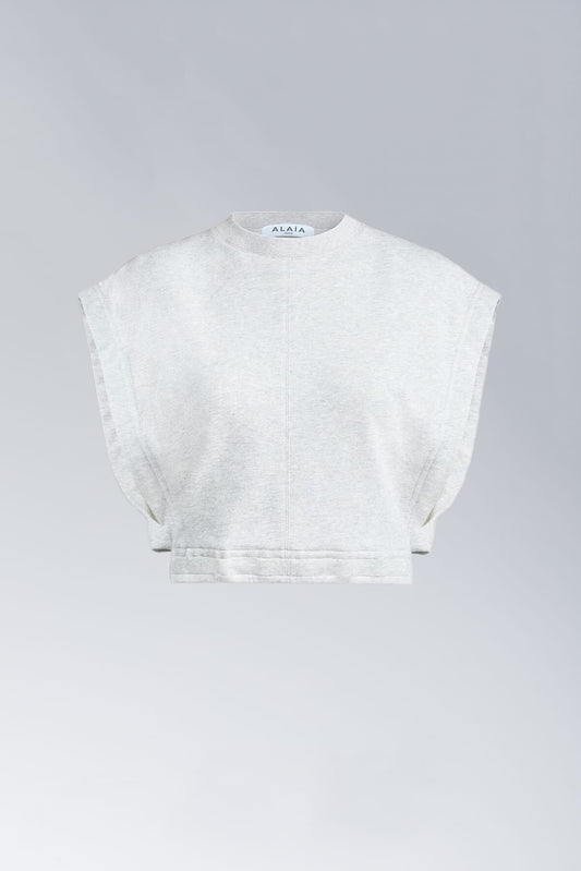 Alaïa Crop Top in Grey Fleece