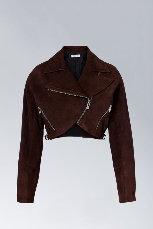 Alaïa Cropped Suede Biker Jacket