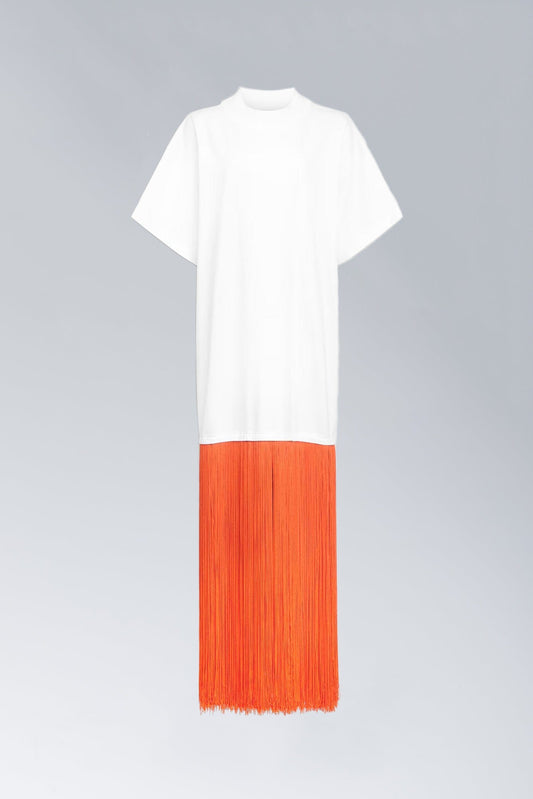 Alaïa Fringed T-Shirt in Blanc