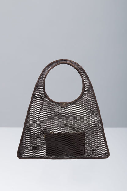 Alaïa Hobo Fishnet in Brun Suede