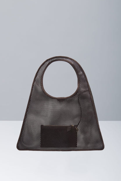 Alaïa Hobo Fishnet in Brun Suede back