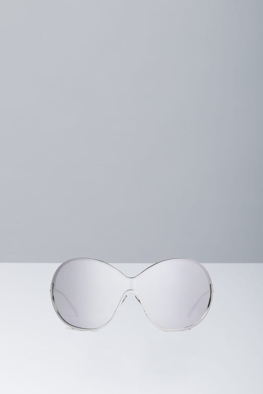 Alaïa Mask Round Frame Sunglasses in Silver
