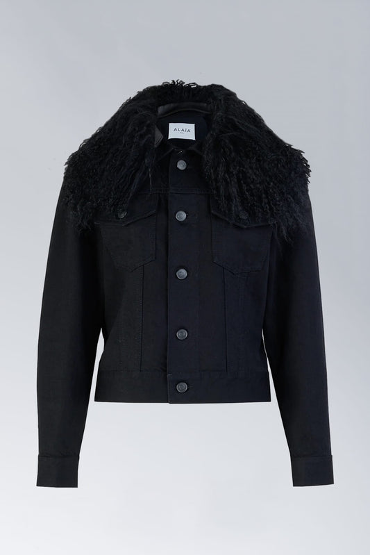 Alaïa Shearling Collar Trucker Jacket