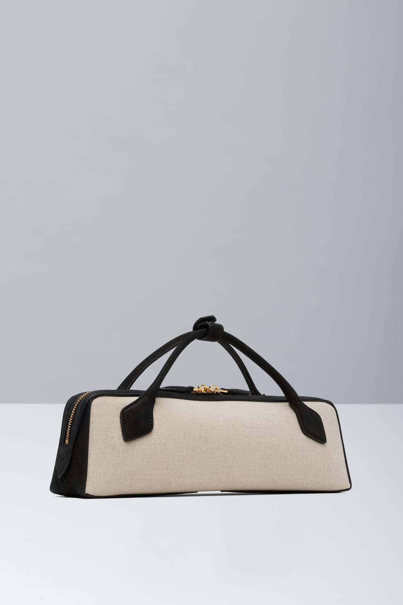 Alaïa Teckel Clutch in Black and Canvas back